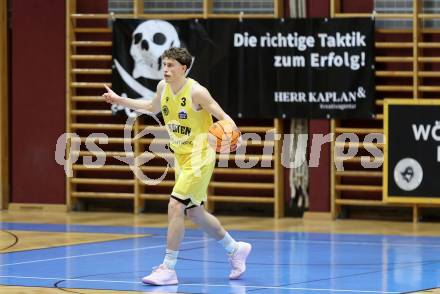 Basketball 2. Liga 2024/2025. Grunddurchgang 18. Runde.  Woerthersee Piraten gegen Union Deutsch Wagram Alligators.  Lukas Simoner  (Piraten,   Klagenfurt, am 8.2.2025.
Foto: Kuess


---
pressefotos, pressefotografie, kuess, qs, qspictures, sport, bild, bilder, bilddatenbank