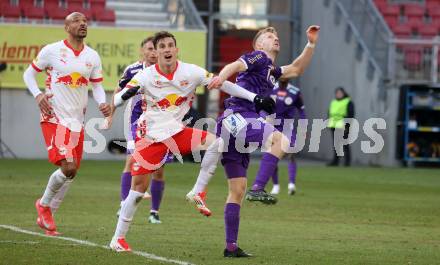 Fussball Bundesliga. SK Austria Klagenfurt gegen Red Bull Salzburg. Christopher Cvetko (Austria Klagenfurt), Nicolas Capaldo (Salzburg). Klagenfurt, am 9.2.2025.
Foto: Kuess
www.qspictures.net
---
pressefotos, pressefotografie, kuess, qs, qspictures, sport, bild, bilder, bilddatenbank