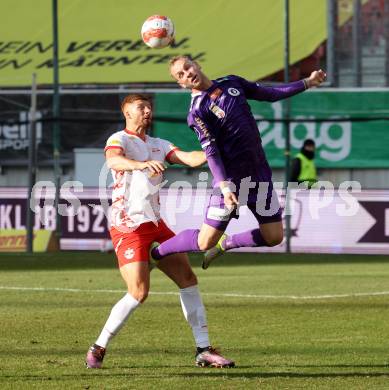 Fussball Bundesliga. SK Austria Klagenfurt gegen Red Bull Salzburg. Florian Jaritz ( Austria Klagenfurt), Maximiliano Caufriez (Salzburg). Klagenfurt, am 9.2.2025.
Foto: Kuess
www.qspictures.net
---
pressefotos, pressefotografie, kuess, qs, qspictures, sport, bild, bilder, bilddatenbank