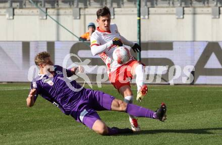 Fussball Bundesliga. SK Austria Klagenfurt gegen Red Bull Salzburg. Martin Hinteregger ( Austria Klagenfurt), Nicolas Capaldo (Salzburg). Klagenfurt, am 9.2.2025.
Foto: Kuess
www.qspictures.net
---
pressefotos, pressefotografie, kuess, qs, qspictures, sport, bild, bilder, bilddatenbank