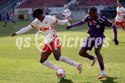 Fussball Bundesliga. SK Austria Klagenfurt gegen Red Bull Salzburg. Dikeni Salifou ( Austria Klagenfurt), Hendry Aron Blank (Salzburg). Klagenfurt, am 9.2.2025.
Foto: Kuess
www.qspictures.net
---
pressefotos, pressefotografie, kuess, qs, qspictures, sport, bild, bilder, bilddatenbank