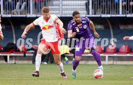 Fussball Bundesliga. SK Austria Klagenfurt gegen Red Bull Salzburg. Keanan Bennetts (Austria Klagenfurt), Maximiliano Caufriez (Salzburg). Klagenfurt, am 9.2.2025.
Foto: Kuess
www.qspictures.net
---
pressefotos, pressefotografie, kuess, qs, qspictures, sport, bild, bilder, bilddatenbank