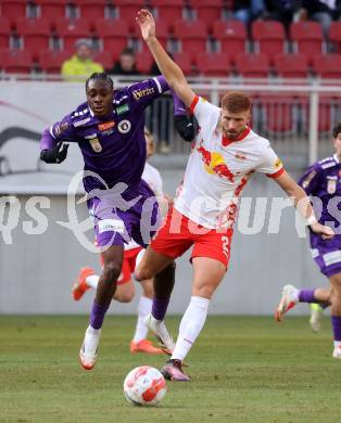 Fussball Bundesliga. SK Austria Klagenfurt gegen Red Bull Salzburg. Dikeni Salifou ( Austria Klagenfurt), Maximiliano Caufriez (Salzburg). Klagenfurt, am 9.2.2025.
Foto: Kuess
www.qspictures.net
---
pressefotos, pressefotografie, kuess, qs, qspictures, sport, bild, bilder, bilddatenbank