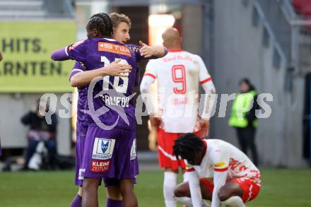 Fussball Bundesliga. SK Austria Klagenfurt gegen Red Bull Salzburg. Jubel Martin Hinteregger, Dikeni Salifou ( Austria Klagenfurt). Klagenfurt, am 9.2.2025.
Foto: Kuess
www.qspictures.net
---
pressefotos, pressefotografie, kuess, qs, qspictures, sport, bild, bilder, bilddatenbank