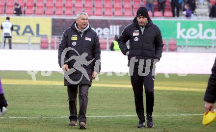 Fussball Bundesliga. SK Austria Klagenfurt gegen Red Bull Salzburg. Trainer Peter Pacult, Co-Trainer Martin Lassnig (Austria Klagenfurt)). Klagenfurt, am 9.2.2025.
Foto: Kuess
www.qspictures.net
---
pressefotos, pressefotografie, kuess, qs, qspictures, sport, bild, bilder, bilddatenbank