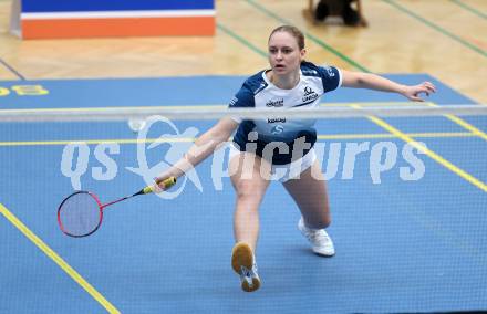 Badminton. 2. Bundesliga. ASKOE Kelag Kaernten gegen WBH Wien.  Laura Hasenbichler  (ASKOE Kelag Kaernten). Klagenfurt, am 15.2.2025.
Foto: Kuess
---
pressefotos, pressefotografie, kuess, qs, qspictures, sport, bild, bilder, bilddatenbank