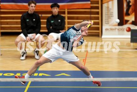 Badminton. 2. Bundesliga. ASKOE Kelag Kaernten gegen WBH Wien.   Felix Steinwender  (ASKOE Kelag Kaernten). Klagenfurt, am 15.2.2025.
Foto: Kuess
---
pressefotos, pressefotografie, kuess, qs, qspictures, sport, bild, bilder, bilddatenbank