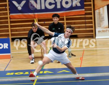 Badminton. 2. Bundesliga. ASKOE Kelag Kaernten gegen WBH Wien.   Felix Steinwender  (ASKOE Kelag Kaernten). Klagenfurt, am 15.2.2025.
Foto: Kuess
---
pressefotos, pressefotografie, kuess, qs, qspictures, sport, bild, bilder, bilddatenbank