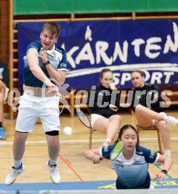 Badminton. 2. Bundesliga. ASKOE Kelag Kaernten gegen WBH Wien.   Martin Cerkovnik, Miranda Zhang (ASKOE Kelag Kaernten). Klagenfurt, am 15.2.2025.
Foto: Kuess
---
pressefotos, pressefotografie, kuess, qs, qspictures, sport, bild, bilder, bilddatenbank