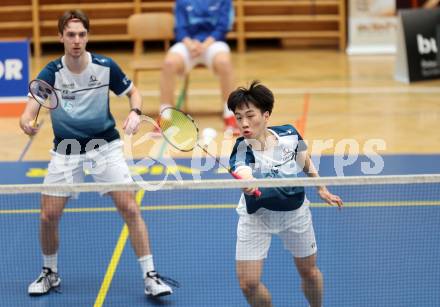 Badminton. 2. Bundesliga. ASKOE Kelag Kaernten gegen WBH Wien. Shangzu Zhan, Gasper Krivec (ASKOE Kelag Kaernten). Klagenfurt, am 15.2.2025.
Foto: Kuess
---
pressefotos, pressefotografie, kuess, qs, qspictures, sport, bild, bilder, bilddatenbank