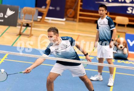 Badminton. 2. Bundesliga. ASKOE Kelag Kaernten gegen WBH Wien. Bernhard Kreuzer, Haolei Zhang (ASKOE Kelag Kaernten). Klagenfurt, am 15.2.2025.
Foto: Kuess
---
pressefotos, pressefotografie, kuess, qs, qspictures, sport, bild, bilder, bilddatenbank