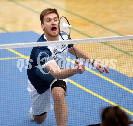 Badminton. 2. Bundesliga. ASKOE Kelag Kaernten gegen WBH Wien.   Martin Cerkovnik  (ASKOE Kelag Kaernten). Klagenfurt, am 15.2.2025.
Foto: Kuess
---
pressefotos, pressefotografie, kuess, qs, qspictures, sport, bild, bilder, bilddatenbank