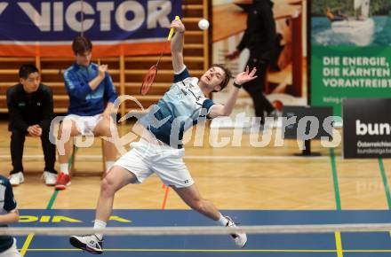 Badminton. 2. Bundesliga. ASKOE Kelag Kaernten gegen WBH Wien.  Gasper Krivec  (ASKOE Kelag Kaernten). Klagenfurt, am 15.2.2025.
Foto: Kuess
---
pressefotos, pressefotografie, kuess, qs, qspictures, sport, bild, bilder, bilddatenbank