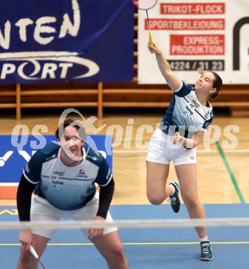 Badminton. 2. Bundesliga. ASKOE Kelag Kaernten gegen WBH Wien.  Emanuel Kraiger, Denise Hofer  (ASKOE Kelag Kaernten). Klagenfurt, am 15.2.2025.
Foto: Kuess
---
pressefotos, pressefotografie, kuess, qs, qspictures, sport, bild, bilder, bilddatenbank