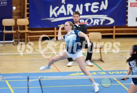 Badminton. 2. Bundesliga. ASKOE Kelag Kaernten gegen WBH Wien.  Laura Hasenbichler  (ASKOE Kelag Kaernten). Klagenfurt, am 15.2.2025.
Foto: Kuess
---
pressefotos, pressefotografie, kuess, qs, qspictures, sport, bild, bilder, bilddatenbank