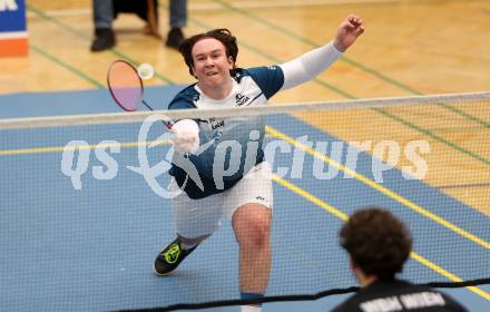 Badminton. 2. Bundesliga. ASKOE Kelag Kaernten gegen WBH Wien. Emanuel Kraiger  (ASKOE Kelag Kaernten). Klagenfurt, am 15.2.2025.
Foto: Kuess
---
pressefotos, pressefotografie, kuess, qs, qspictures, sport, bild, bilder, bilddatenbank