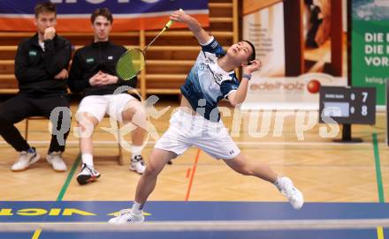 Badminton. 2. Bundesliga. ASKOE Kelag Kaernten gegen WBH Wien.  Haolei Zhang  (ASKOE Kelag Kaernten). Klagenfurt, am 15.2.2025.
Foto: Kuess
---
pressefotos, pressefotografie, kuess, qs, qspictures, sport, bild, bilder, bilddatenbank