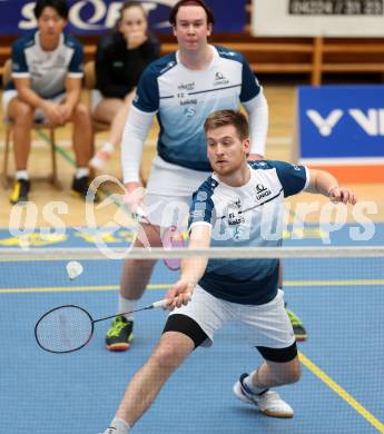 Badminton. 2. Bundesliga. ASKOE Kelag Kaernten gegen WBH Wien. Martin Cerkovnik, Emanuel Kraiger (ASKOE Kelag Kaernten). Klagenfurt, am 15.2.2025.
Foto: Kuess
---
pressefotos, pressefotografie, kuess, qs, qspictures, sport, bild, bilder, bilddatenbank