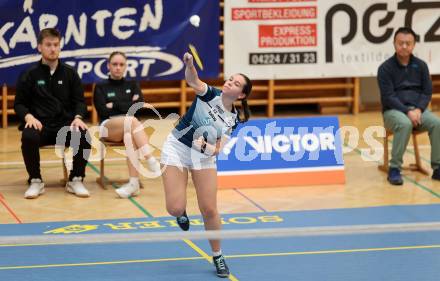 Badminton. 2. Bundesliga. ASKOE Kelag Kaernten gegen WBH Wien.   Denise Hofer  (ASKOE Kelag Kaernten). Klagenfurt, am 15.2.2025.
Foto: Kuess
---
pressefotos, pressefotografie, kuess, qs, qspictures, sport, bild, bilder, bilddatenbank