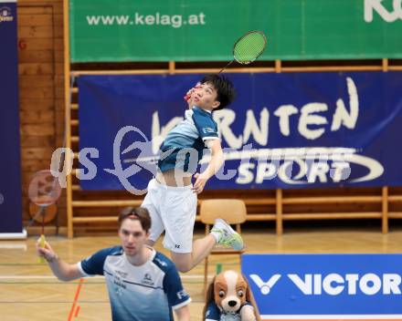 Badminton. 2. Bundesliga. ASKOE Kelag Kaernten gegen WBH Wien. Gasper Krivec, Shangzu Zhan (ASKOE Kelag Kaernten). Klagenfurt, am 15.2.2025.
Foto: Kuess
---
pressefotos, pressefotografie, kuess, qs, qspictures, sport, bild, bilder, bilddatenbank