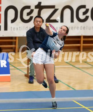 Badminton. 2. Bundesliga. ASKOE Kelag Kaernten gegen WBH Wien.  Denise Hofer  (ASKOE Kelag Kaernten). Klagenfurt, am 15.2.2025.
Foto: Kuess
---
pressefotos, pressefotografie, kuess, qs, qspictures, sport, bild, bilder, bilddatenbank