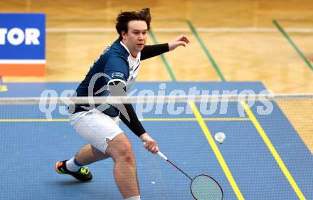 Badminton. 2. Bundesliga. ASKOE Kelag Kaernten gegen WBH Wien.  Emanuel Kraiger (ASKOE Kelag Kaernten). Klagenfurt, am 15.2.2025.
Foto: Kuess
---
pressefotos, pressefotografie, kuess, qs, qspictures, sport, bild, bilder, bilddatenbank