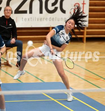 Badminton. 2. Bundesliga. ASKOE Kelag Kaernten gegen WBH Wien.    Miranda Zhang (ASKOE Kelag Kaernten). Klagenfurt, am 15.2.2025.
Foto: Kuess
---
pressefotos, pressefotografie, kuess, qs, qspictures, sport, bild, bilder, bilddatenbank