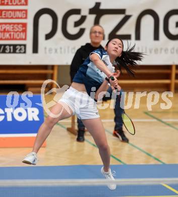 Badminton. 2. Bundesliga. ASKOE Kelag Kaernten gegen WBH Wien.  Miranda Zhang (ASKOE Kelag Kaernten). Klagenfurt, am 15.2.2025.
Foto: Kuess
---
pressefotos, pressefotografie, kuess, qs, qspictures, sport, bild, bilder, bilddatenbank