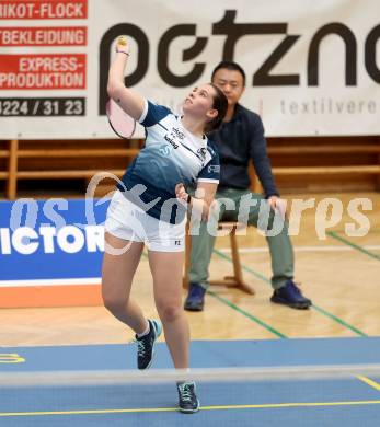 Badminton. 2. Bundesliga. ASKOE Kelag Kaernten gegen WBH Wien.   Denise Hofer  (ASKOE Kelag Kaernten). Klagenfurt, am 15.2.2025.
Foto: Kuess
---
pressefotos, pressefotografie, kuess, qs, qspictures, sport, bild, bilder, bilddatenbank