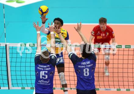 Volleyball. Cupfinale. SK Aich/Dob gegen Hypo Tirol Volleyballteam.  Bryan Camino Martinez  (Aich/Dob). Bleiburg, 16.2.2025.
Foto: Kuess
---
pressefotos, pressefotografie, kuess, qs, qspictures, sport, bild, bilder, bilddatenbank