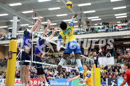 Volleyball. Cupfinale. SK Aich/Dob gegen Hypo Tirol Volleyballteam.  Bryan Camino Martinez  (Aich/Dob). Bleiburg, 16.2.2025.
Foto: Kuess
---
pressefotos, pressefotografie, kuess, qs, qspictures, sport, bild, bilder, bilddatenbank