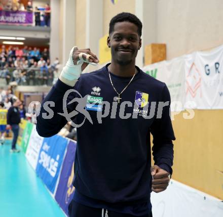 Volleyball. Cupfinale. SK Aich/Dob gegen Hypo Tirol Volleyballteam.  Carlos Charles Santana (Aich/Dob). Bleiburg, 16.2.2025.
Foto: Kuess
---
pressefotos, pressefotografie, kuess, qs, qspictures, sport, bild, bilder, bilddatenbank