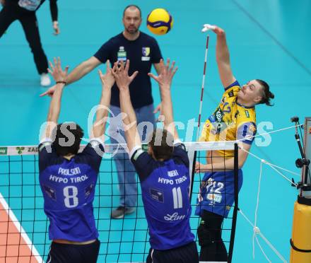 Volleyball. Cupfinale. SK Aich/Dob gegen Hypo Tirol Volleyballteam.  Noel Simon Jakob Krassnig (Aich/Dob). Bleiburg, 16.2.2025.
Foto: Kuess
---
pressefotos, pressefotografie, kuess, qs, qspictures, sport, bild, bilder, bilddatenbank