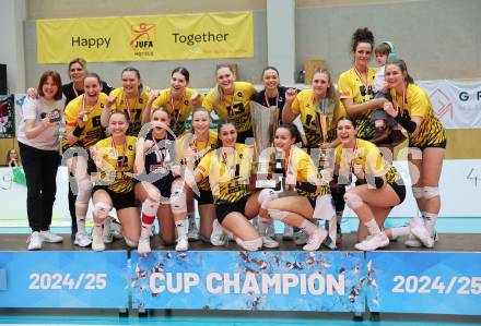 Volleyball. Cupfinale.   Jubel (VB NOE Sokol/Post). Bleiburg, 16.2.2025.
Foto: Kuess
---
pressefotos, pressefotografie, kuess, qs, qspictures, sport, bild, bilder, bilddatenbank