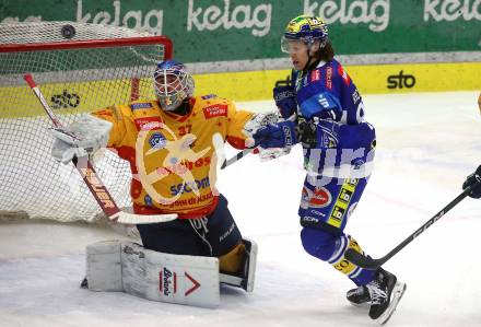 Eishockey ICE Bundesliga. VSV gegen Asiago. Marco Richter  (VSV), Justin Fazio (Asiago). Villach, am 21.2..2025
Foto: Kuess
---
pressefotos, pressefotografie, kuess, qs, qspictures, sport, bild, bilder, bilddatenbank