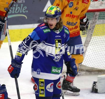 Eishockey ICE Bundesliga. VSV gegen Asiago. Torjubel Chase Pearson  (VSV). Villach, am 21.2..2025
Foto: Kuess
---
pressefotos, pressefotografie, kuess, qs, qspictures, sport, bild, bilder, bilddatenbank