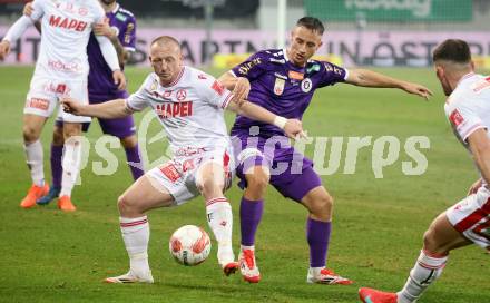 Fussball Bundesliga. SK Austria Klagenfurt gegen GAK. Tobias Koch  (Klagenfurt), Laszlo Kleinheisler  (GAK). Klagenfurt, am 22.2.2025.
Foto: Kuess
---
pressefotos, pressefotografie, kuess, qs, qspictures, sport, bild, bilder, bilddatenbank