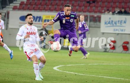 Fussball Bundesliga. SK Austria Klagenfurt gegen GAK. Tobias Koch  (Klagenfurt), Jacob Michael Italiano   (GAK). Klagenfurt, am 22.2.2025.
Foto: Kuess
---
pressefotos, pressefotografie, kuess, qs, qspictures, sport, bild, bilder, bilddatenbank