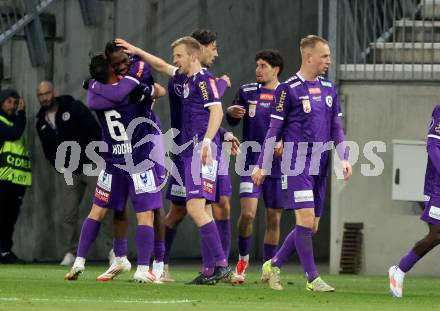 Fussball Bundesliga. SK Austria Klagenfurt gegen GAK. Torjubel Dikeni Salifou  (Klagenfurt). Klagenfurt, am 22.2.2025.
Foto: Kuess
---
pressefotos, pressefotografie, kuess, qs, qspictures, sport, bild, bilder, bilddatenbank