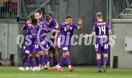 Fussball Bundesliga. SK Austria Klagenfurt gegen GAK. Torjubel Dikeni Salifou  (Klagenfurt). Klagenfurt, am 22.2.2025.
Foto: Kuess
---
pressefotos, pressefotografie, kuess, qs, qspictures, sport, bild, bilder, bilddatenbank