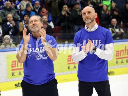 Eishockey ICE Bundesliga. VSV gegen Asiago.  Trainer Tray Tuomie, Co-Trainer Patrick Machreich (VSV). Villach, am 21.2..2025
Foto: Kuess
---
pressefotos, pressefotografie, kuess, qs, qspictures, sport, bild, bilder, bilddatenbank