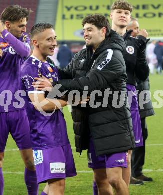 Fussball Bundesliga. SK Austria Klagenfurt gegen GAK. Jubel Tobias Koch, Ben Bobzien (Klagenfurt).  Klagenfurt, am 22.2.2025.
Foto: Kuess
---
pressefotos, pressefotografie, kuess, qs, qspictures, sport, bild, bilder, bilddatenbank