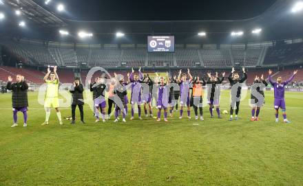 Fussball Bundesliga. SK Austria Klagenfurt gegen GAK. Jubel  (Klagenfurt). Klagenfurt, am 22.2.2025.
Foto: Kuess
---
pressefotos, pressefotografie, kuess, qs, qspictures, sport, bild, bilder, bilddatenbank