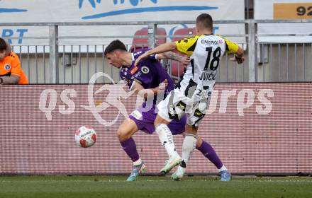 Fussball Bundesliga. SK Austria Klagenfurt gegen LASK. David Toshevski (Klagenfurt),  Branko Jovicic (LASK).  Klagenfurt, am 2.3..2025.
Foto: Kuess
---
pressefotos, pressefotografie, kuess, qs, qspictures, sport, bild, bilder, bilddatenbank