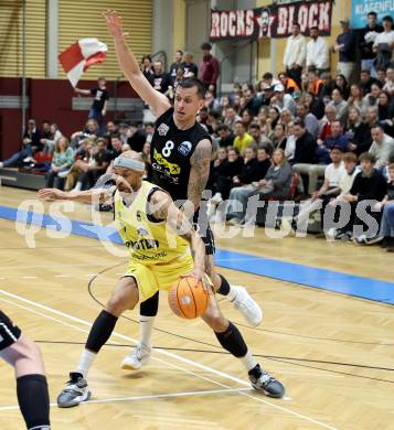 Basketball 2. Liga 2024/2025. Playoffs. VF3.   Woerthersee Piraten gegen Mattersburg Rocks.    Shawn L. Ray (Piraten),   Petar Zivkovic (Mattersburg Rocks). Klagenfurt, am 29.3.2025.
Foto: Kuess


---
pressefotos, pressefotografie, kuess, qs, qspictures, sport, bild, bilder, bilddatenbank