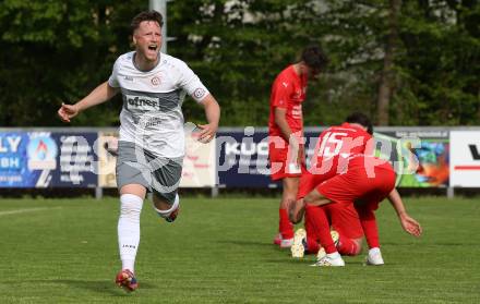 Fussball 1. Klasse C. KAC 1909 Juniors gegen Maria Saal.  Torjubel Fabian Miesenboeck (Maria Saal). Klagenfurt, am 20..4.2025.
Foto: Kuess
www.qspictures.net
---
pressefotos, pressefotografie, kuess, qs, qspictures, sport, bild, bilder, bilddatenbank