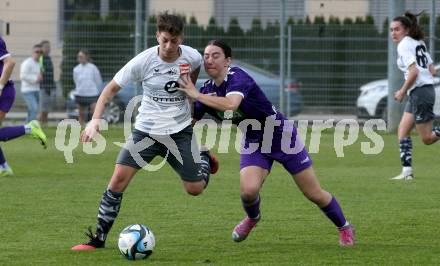 Fussball Frauen. KFV Cup. Sk Austria Klagenfurt gegen Kraig. Celine Arthofer (Klagenfurt), Patrizia Rasbernig (Kraig). Klagenfurt, am 27.4.2025.
Foto: Kuess
www.qspictures.net
---
pressefotos, pressefotografie, kuess, qs, qspictures, sport, bild, bilder, bilddatenbank