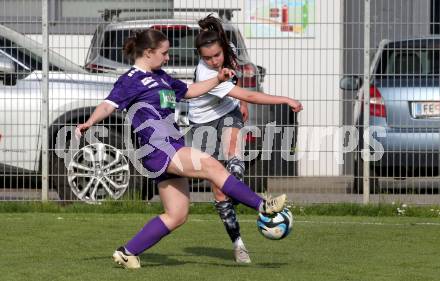 Fussball Frauen. KFV Cup. Sk Austria Klagenfurt gegen Kraig. Annika Buerger (Klagenfurt), Aila Kovacevic  (Kraig). Klagenfurt, am 27.4.2025.
Foto: Kuess
www.qspictures.net
---
pressefotos, pressefotografie, kuess, qs, qspictures, sport, bild, bilder, bilddatenbank