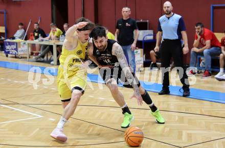 Basketball 2. Liga 2024/2025. Playoffs. F2.   Woerthersee Piraten gegen Mistelbach Mustangs   Lukas Simoner (Piraten),   Zdenek Nehyba (Mistelbach). Klagenfurt, am 1.5.2025.
Foto: Kuess


---
pressefotos, pressefotografie, kuess, qs, qspictures, sport, bild, bilder, bilddatenbank