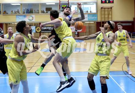 Basketball 2. Liga 2024/2025. Playoffs. F2.   Woerthersee Piraten gegen Mistelbach Mustangs   Jan-Arne Apschner (Piraten),  Zdenek Nehyba  (Mistelbach). Klagenfurt, am 1.5.2025.
Foto: Kuess


---
pressefotos, pressefotografie, kuess, qs, qspictures, sport, bild, bilder, bilddatenbank